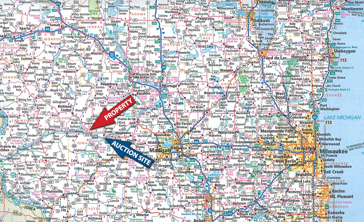 Area map - REAL ESTATE AUCTION - 296.88+/- ACRES IN 8 TRACTS IN RICHLAND COUNTY, WISCONSIN